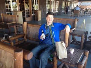 relaxing at Old Faithful Lodge